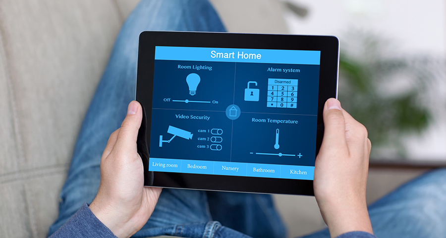 The ability to access and control security components from a mobile device is one of the top smart home trends in Orlando. Close-up of smart home security app.